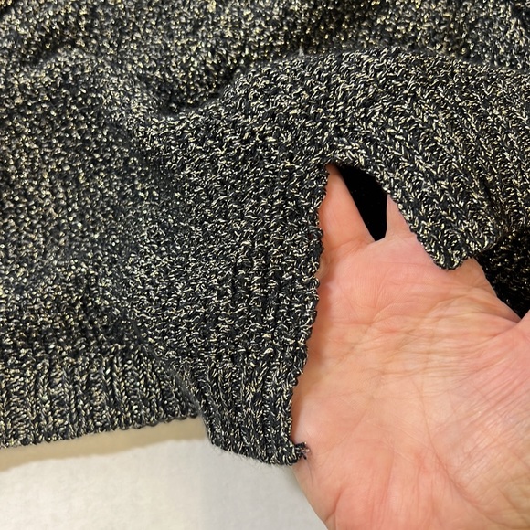 Rock & Republic Black & Gold Metallic Scoop Neck Sweater SZ S - Picture 7 of 10